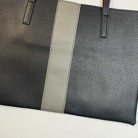 VINCE CAMUTO 'LUCK' Black / Gray VEGAN LEATHER TOTE - Picture 7 of 9